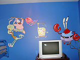 SpongeBob and Friends Mural on Little Boy's Wall